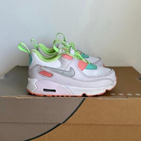 Nike Airmax 90 Toggle White/Crimson Bliss Toddler Sneakers - SZ 8 C - Picture 5 of 16